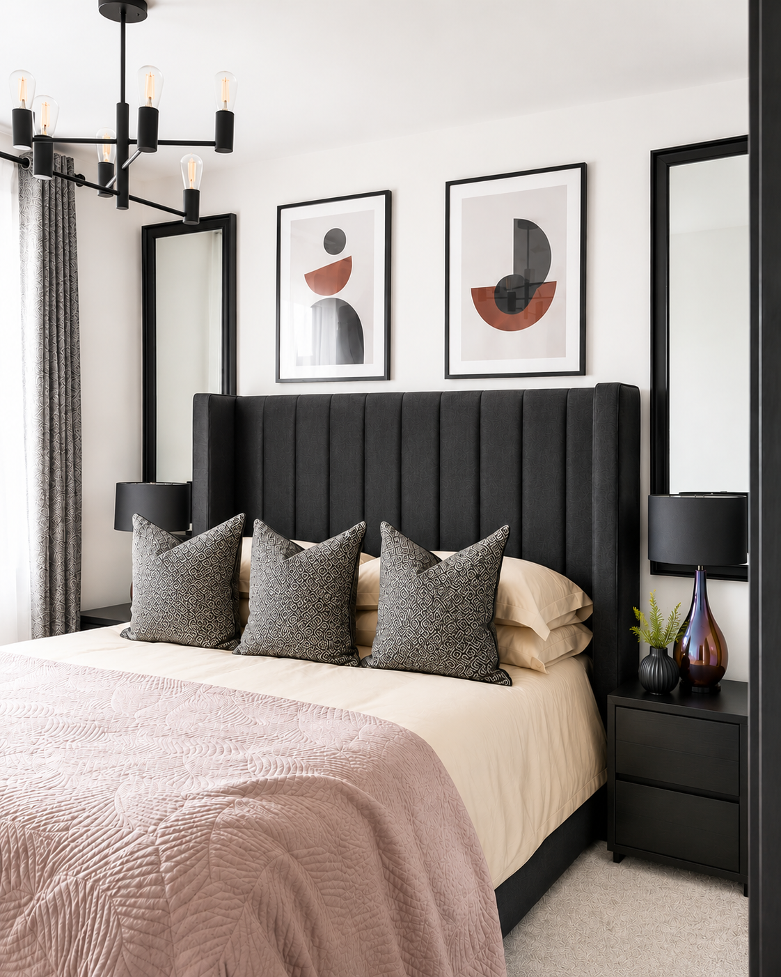 A refined bedroom designed by NateBel Interiors